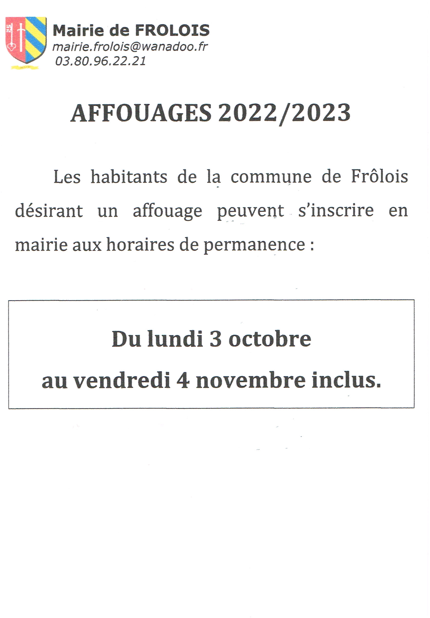 inscription aux affouages 2022-2023