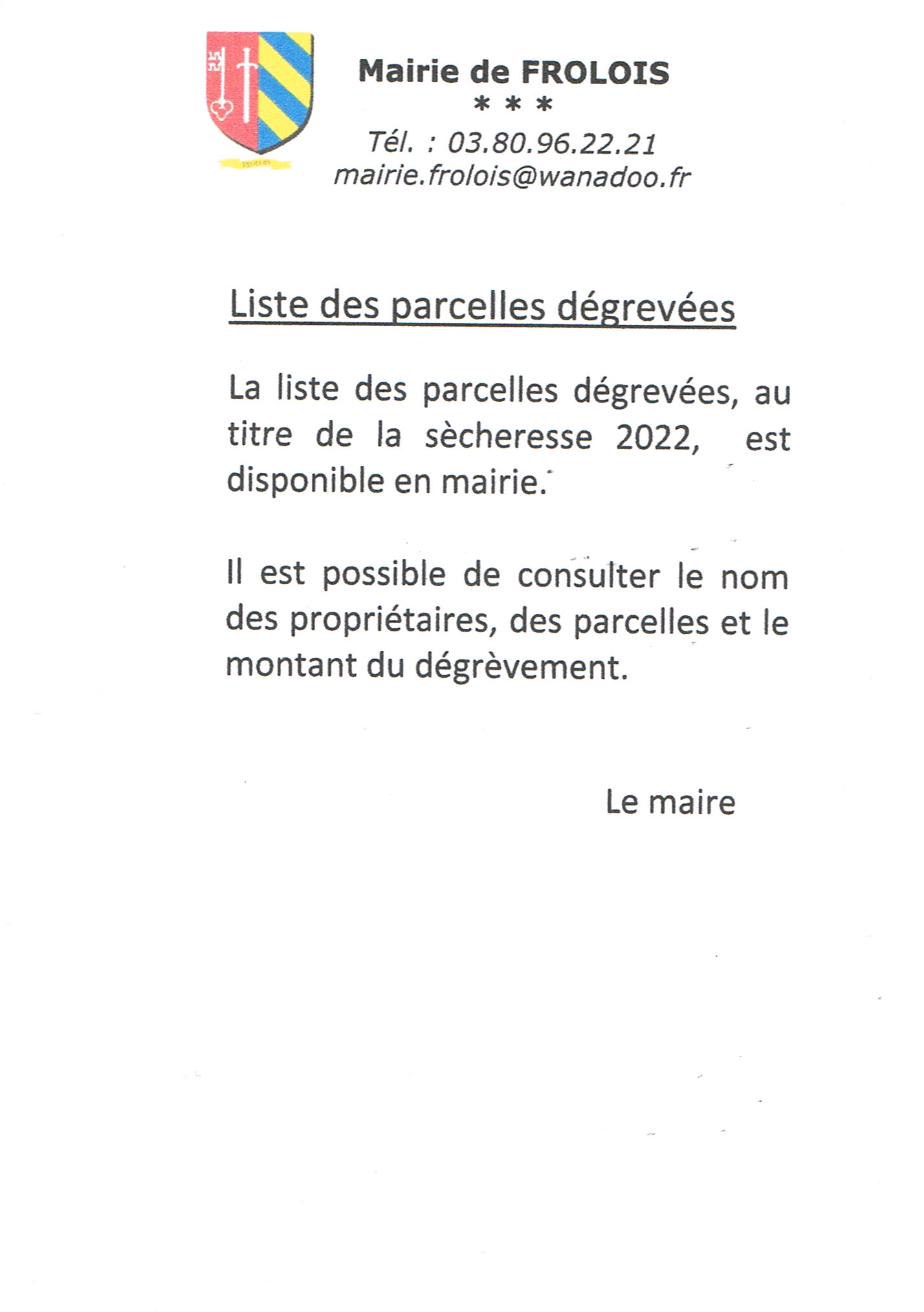 liste des dégrèvements