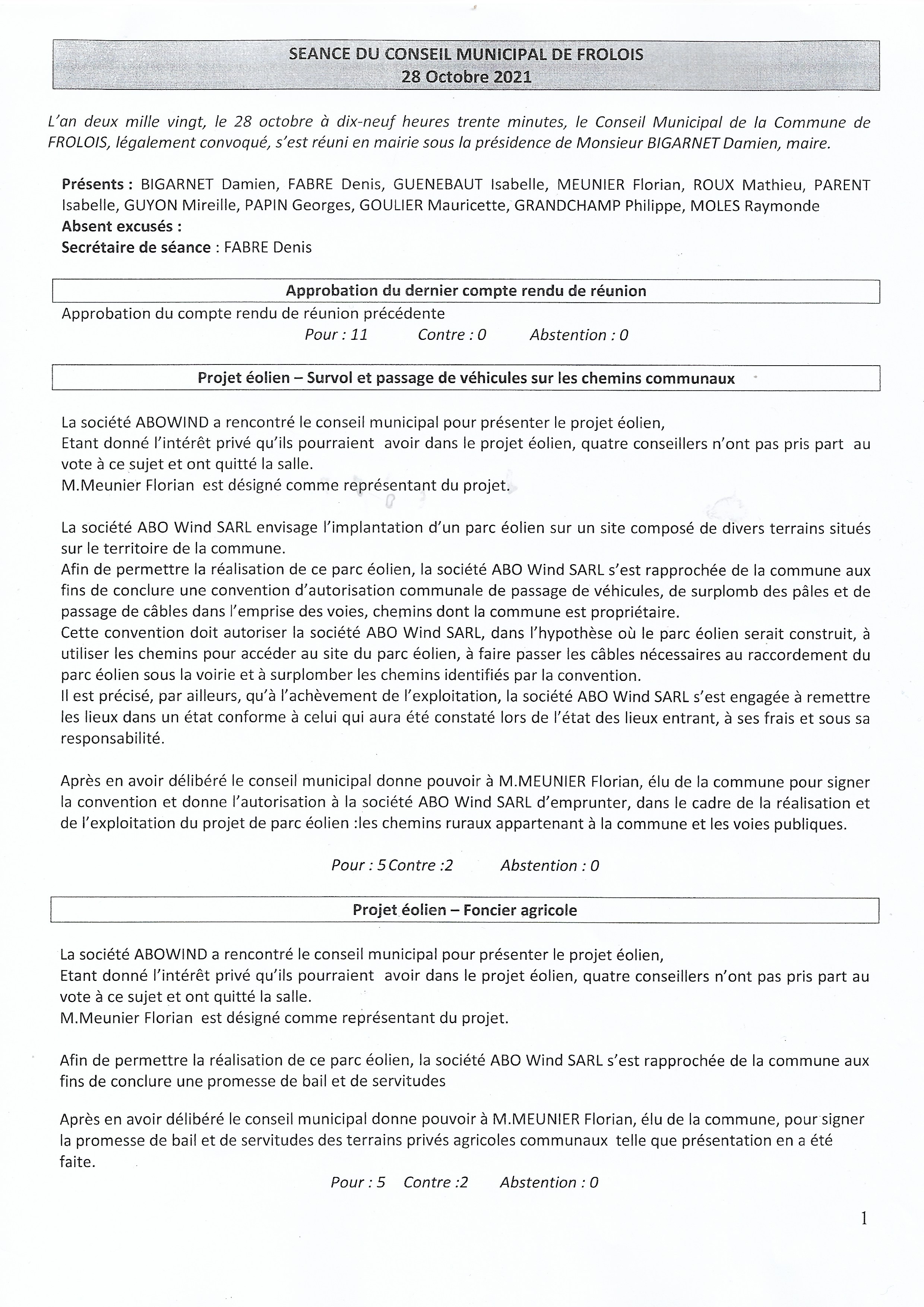 compte rendu du conseil municipal 28/10/2021