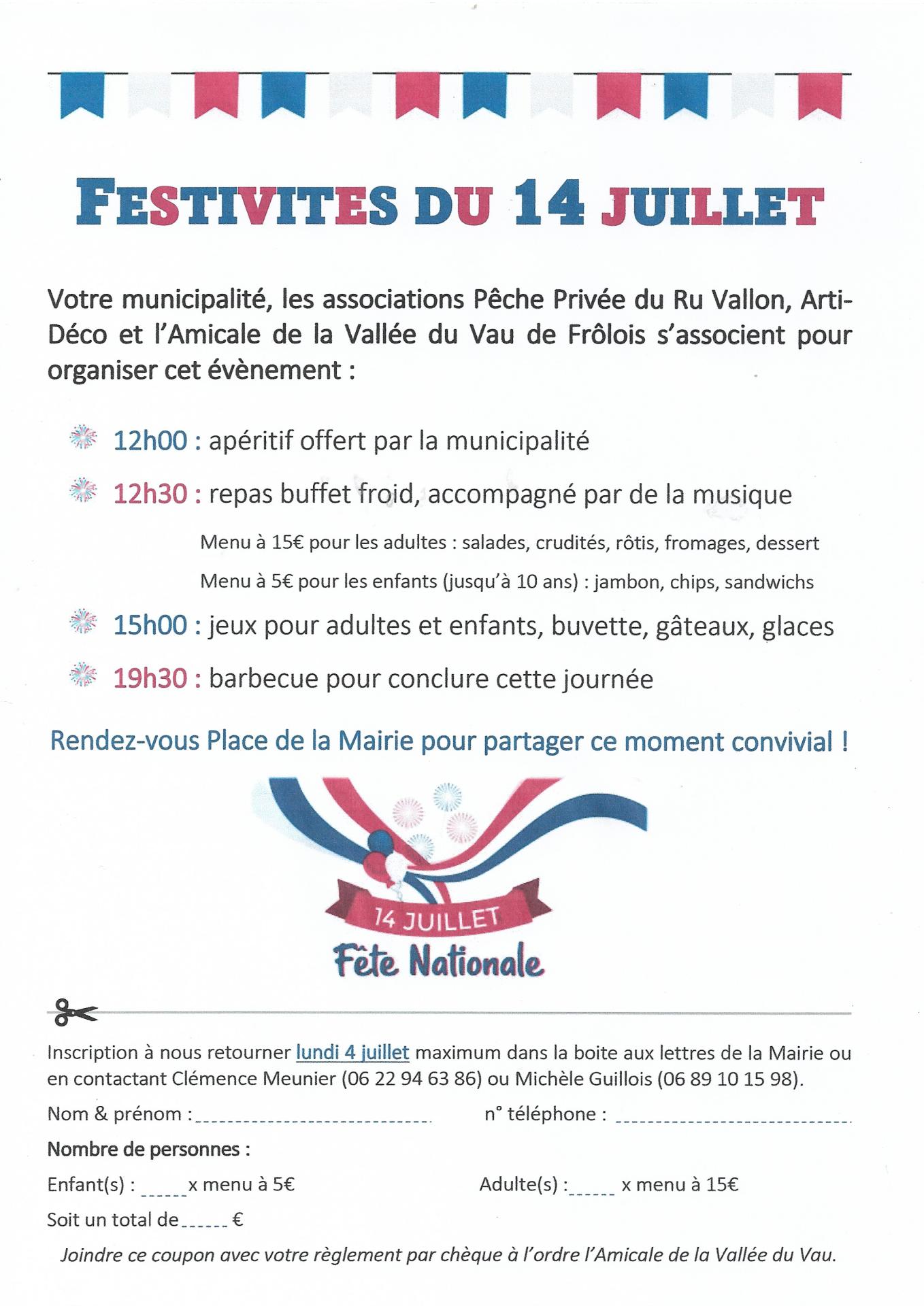 festivités 14 juillet 2022